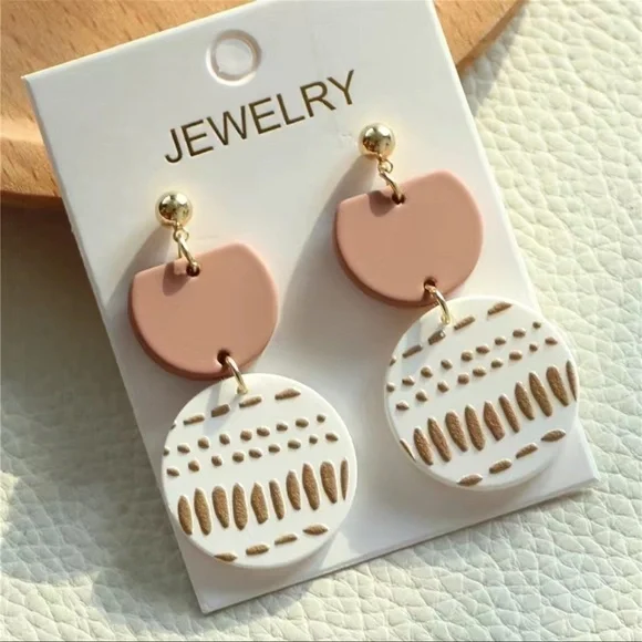 Ripple Print Round Dangle Earrings Acrylic - Picture 3 of 7